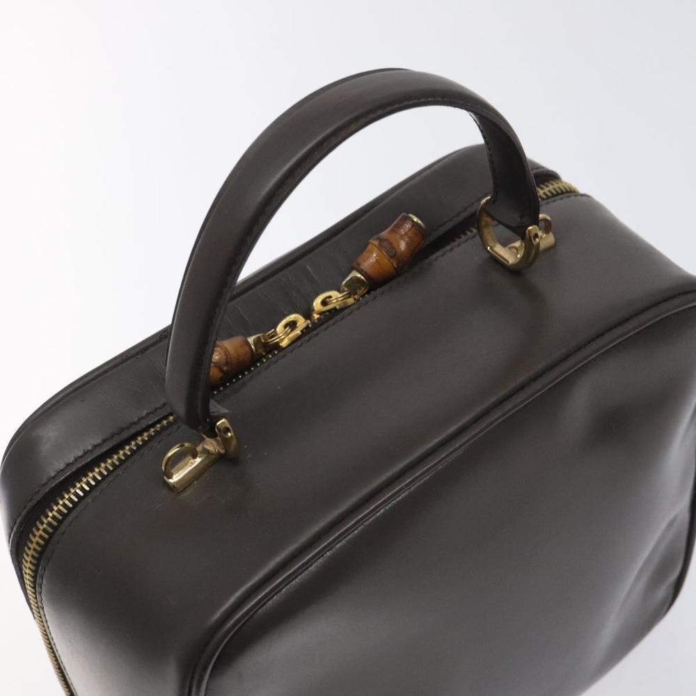 GUCCI Bamboo Hand Bag Patent leather Dark Brown Gold 000 270 0323 Auth 129452 - Picture 6 of 16